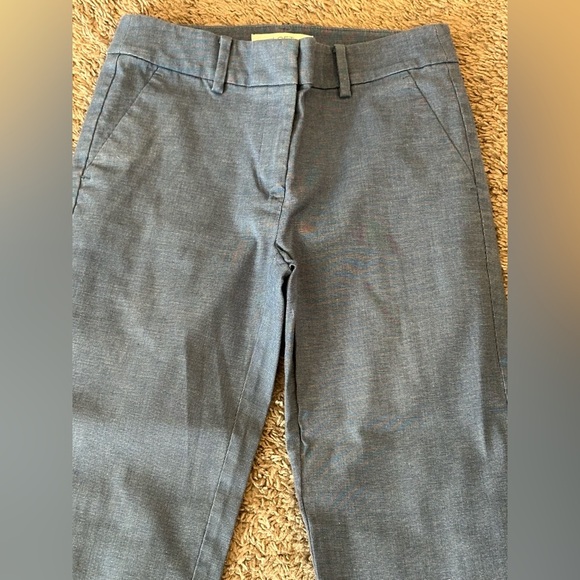 LOFT The Riviera Slim Blue Textured Cropped Work Pants Size 00 Petite - Picture 3 of 7